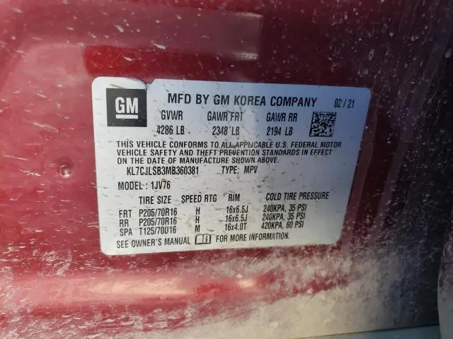 2021 CHEVROLET TRAX 1LT  