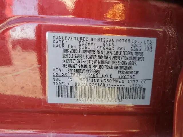 2022 NISSAN SENTRA SV  