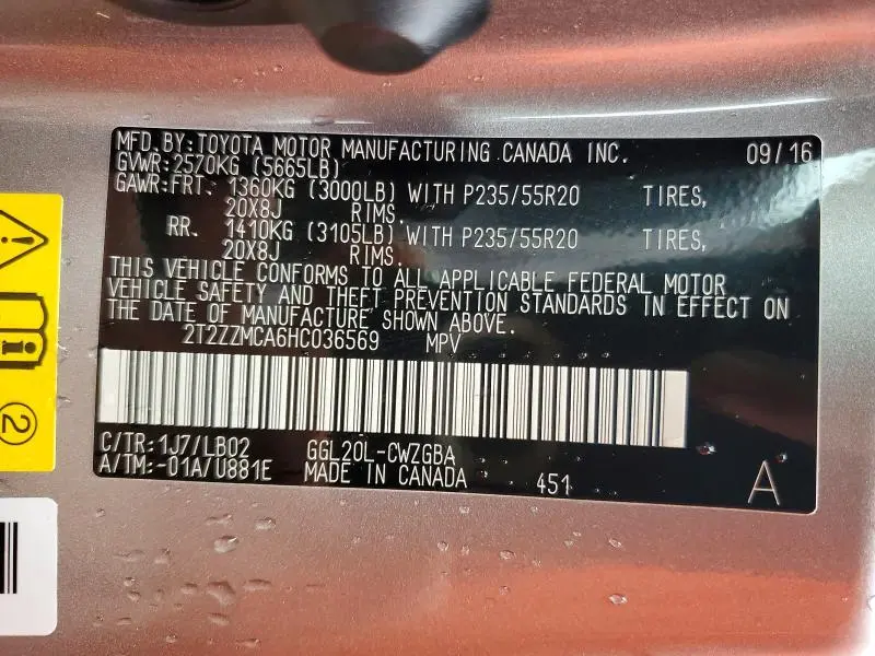 2017 LEXUS RX 350 BASE  