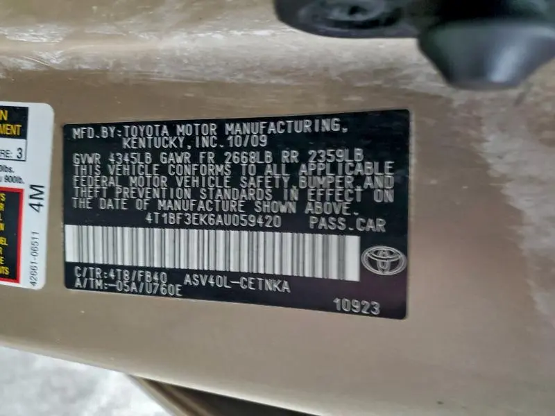 2010 TOYOTA CAMRY BASE  