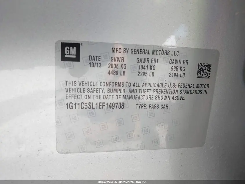 2014 CHEVROLET MALIBU 1LT