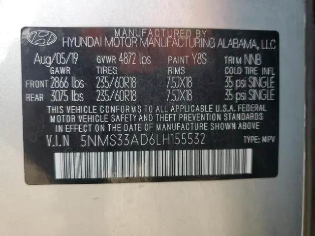 2020 HYUNDAI SANTA FE SEL  