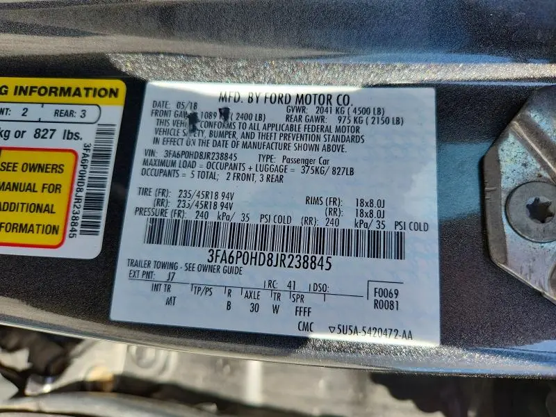 2018 FORD FUSION SE  