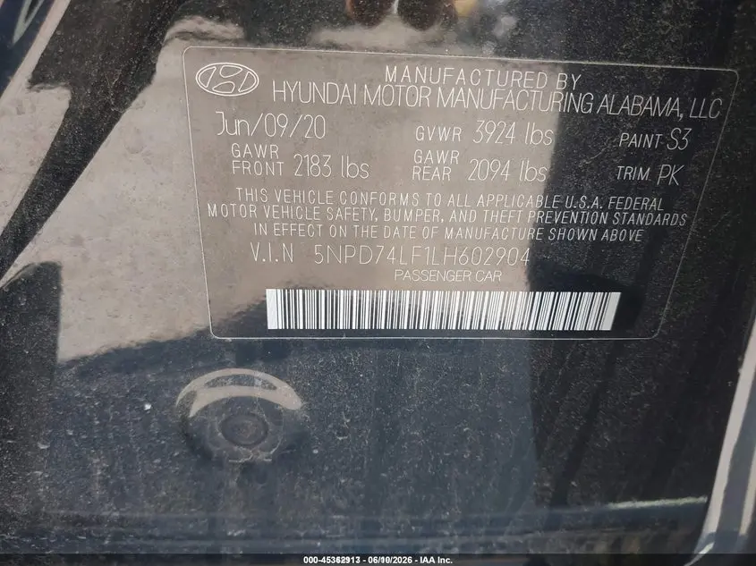 2020 HYUNDAI ELANTRA SE