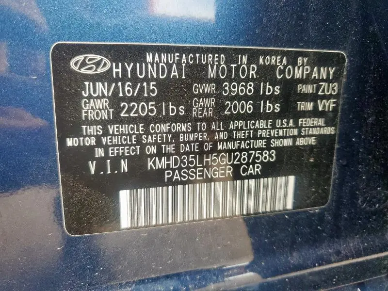 2016 HYUNDAI ELANTRA GT   