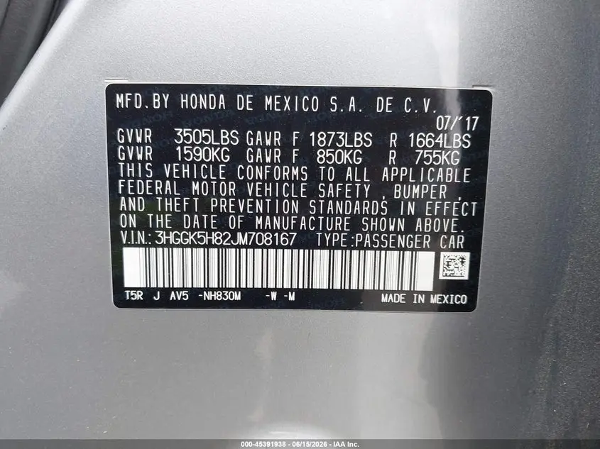 2018 HONDA FIT EX