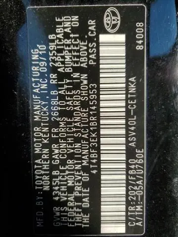 2011 TOYOTA CAMRY BASE  