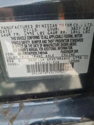 2013 NISSAN SENTRA S  