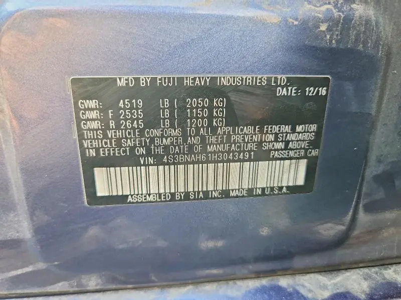 2017 SUBARU LEGACY 2.5I PREMIUM  