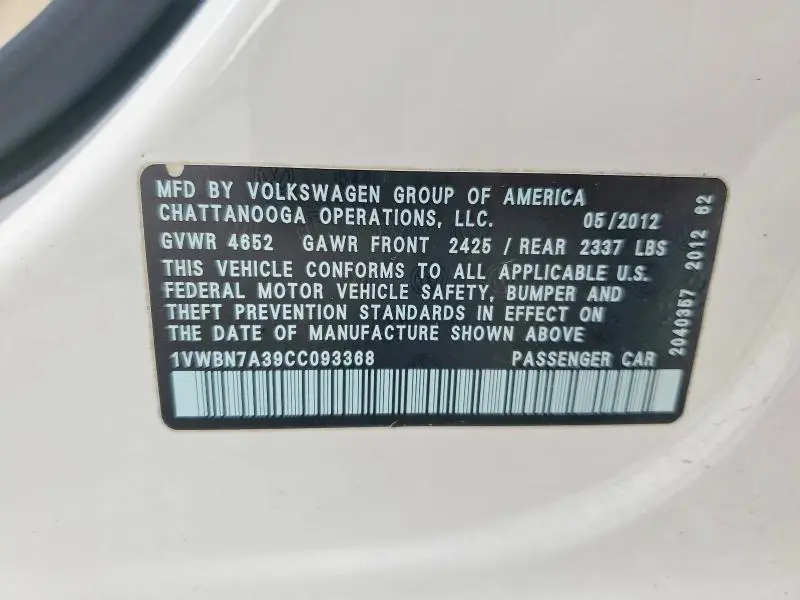 2012 VOLKSWAGEN PASSAT SE  