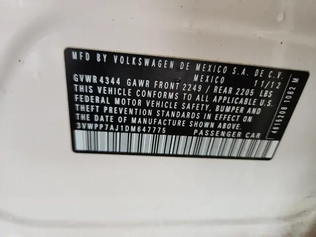 2013 VOLKSWAGEN JETTA S