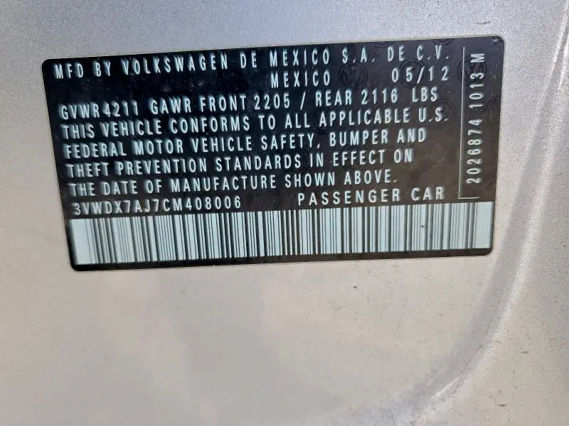 2012 VOLKSWAGEN JETTA SE  