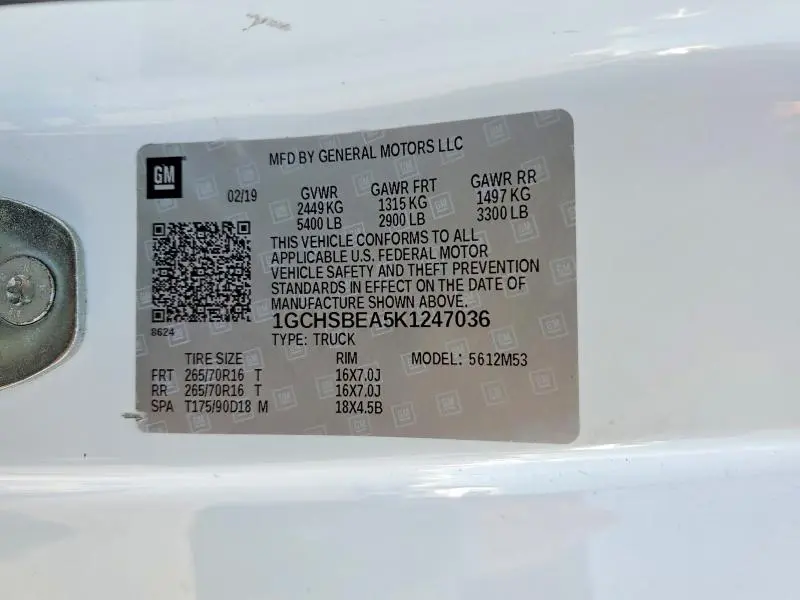 2019 CHEVROLET COLORADO   