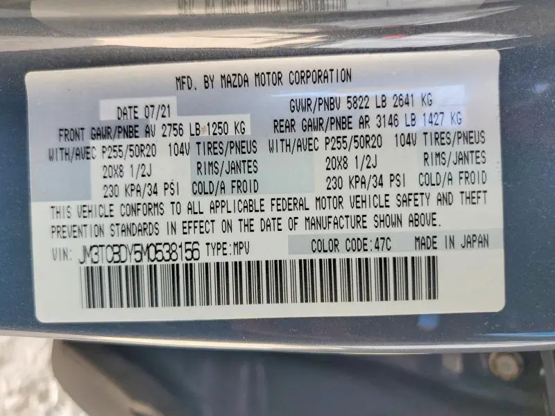 2021 MAZDA CX-9 GRAND TOURING  