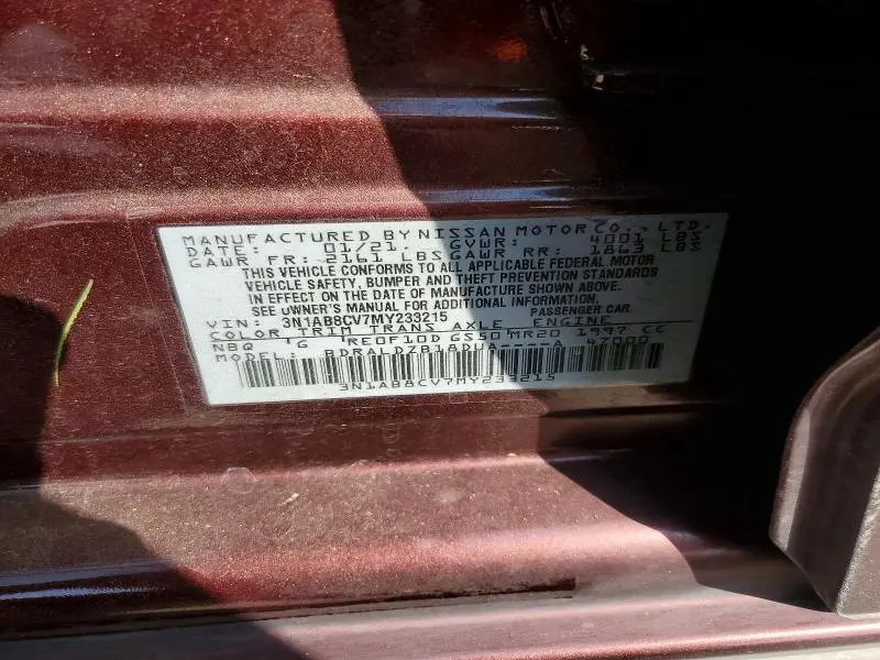 2021 NISSAN SENTRA SV  