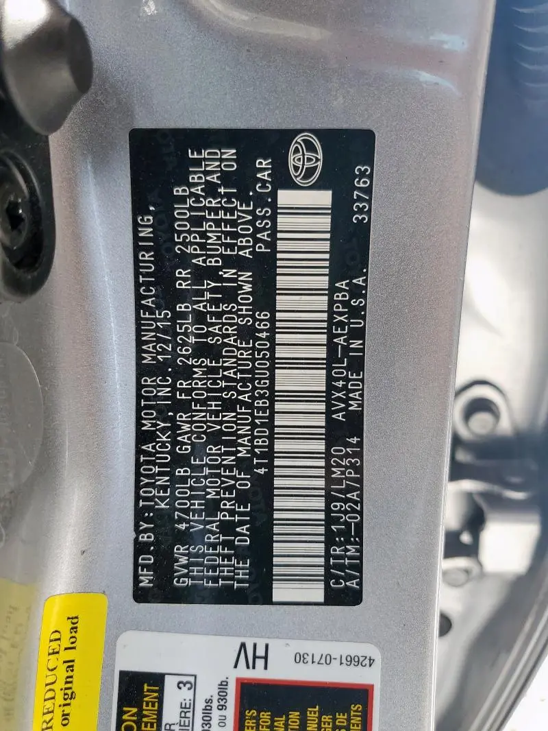 2016 TOYOTA AVALON HYBRID  