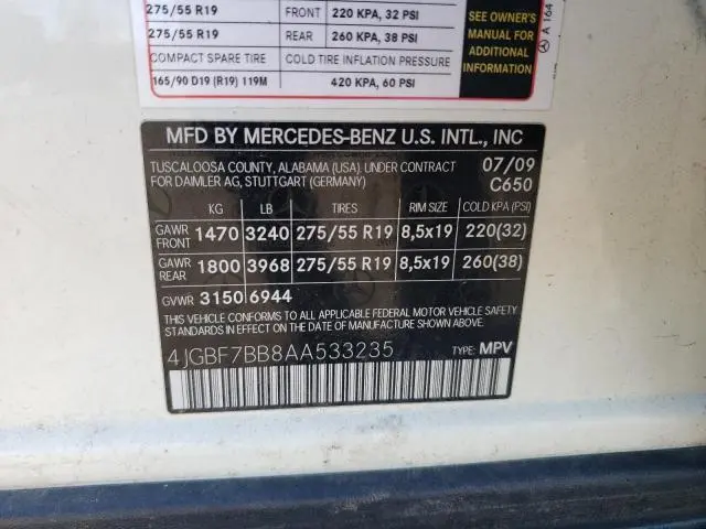 2010 MERCEDES-BENZ GL 450 4MATIC  