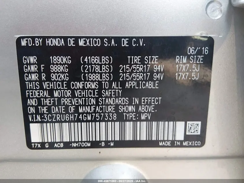 2016 HONDA HR-V EX-L