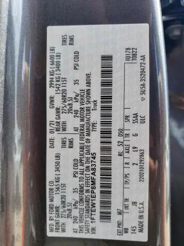 2021 FORD F150 SUPERCREW  