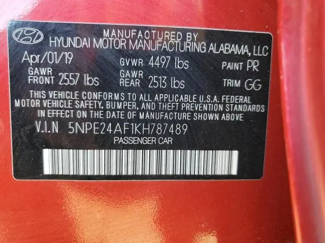 2019 HYUNDAI SONATA SE  