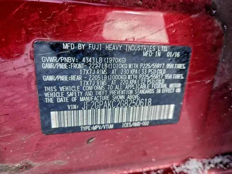 2016 SUBARU CROSSTREK LIMITED  