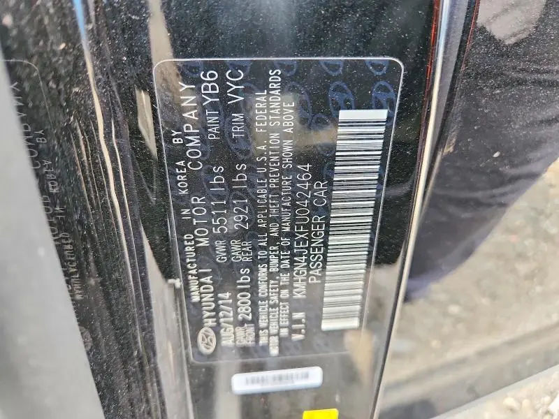 2015 HYUNDAI GENESIS 3.8L  