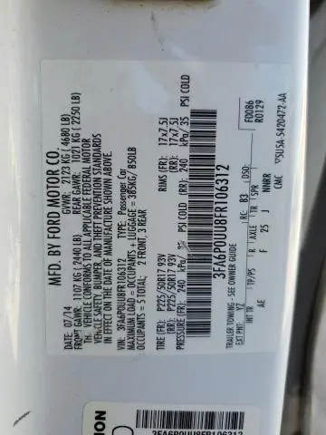 2015 FORD FUSION S HYBRID  