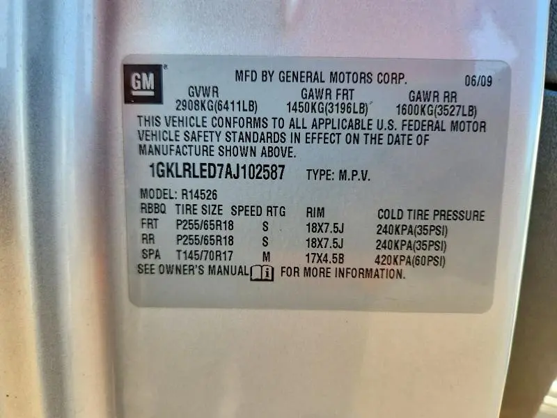 2010 GMC ACADIA SLE  