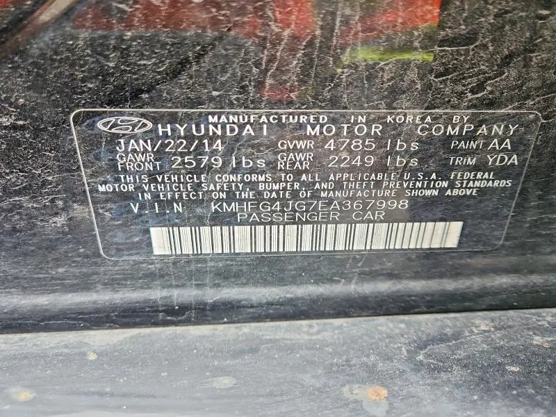 2014 HYUNDAI AZERA BASE  