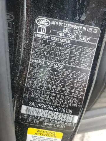 2013 LAND ROVER RANGE ROVER EVOQUE PURE PREMIUM  