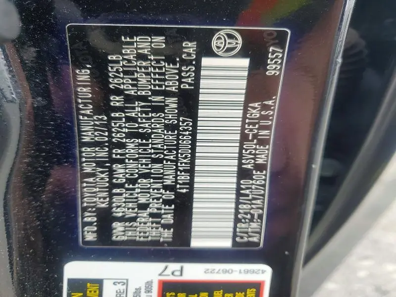 2013 TOYOTA CAMRY   