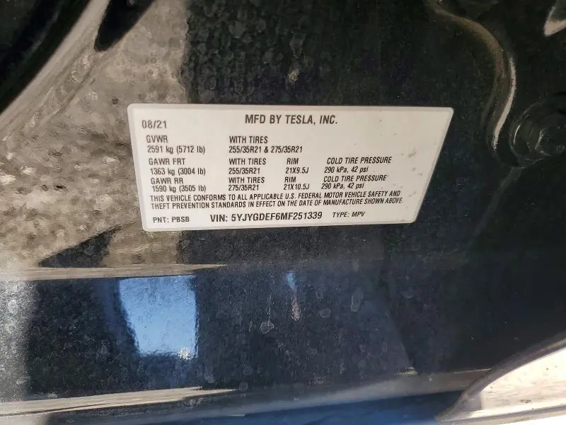 2021 TESLA MODEL Y   