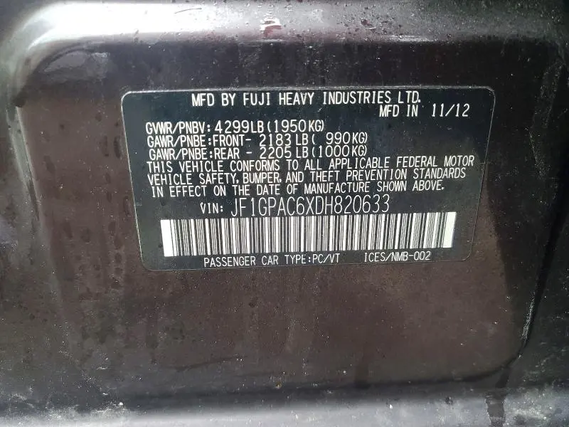 2013 SUBARU IMPREZA PREMIUM  