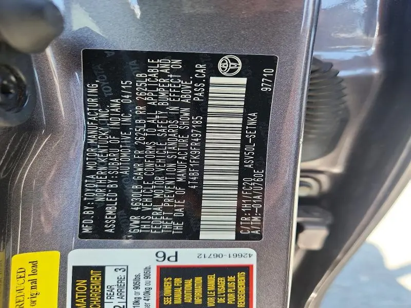 2015 TOYOTA CAMRY LE  