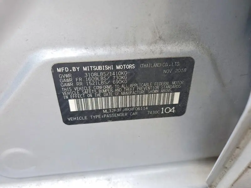 2019 MITSUBISHI MIRAGE G4 ES  