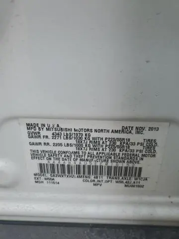 2014 MITSUBISHI OUTLANDER SPORT SE  