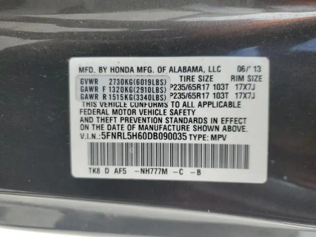 2013 HONDA ODYSSEY EXL  