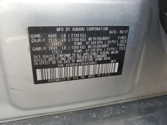 2017 SUBARU OUTBACK 2.5I PREMIUM  