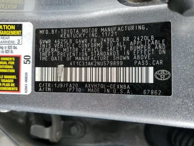 2022 TOYOTA CAMRY LE  