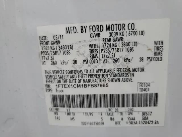2011 FORD F150 SUPER CAB  