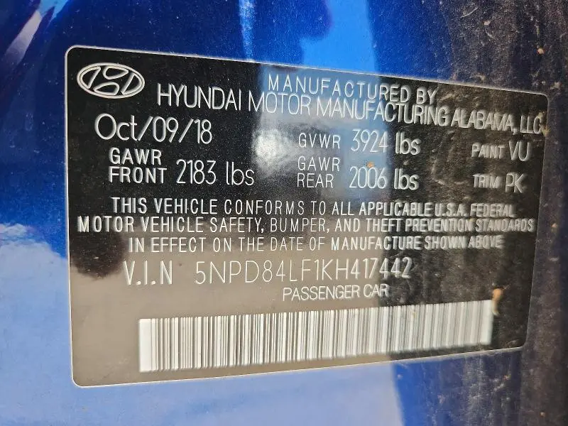 2019 HYUNDAI ELANTRA VALUE EDITION  