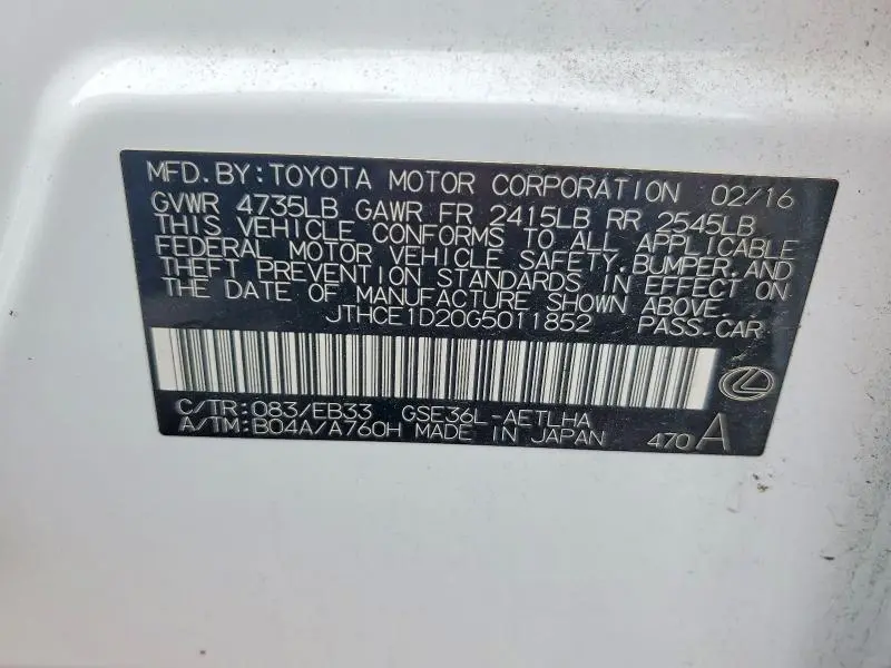 2016 LEXUS IS 350  