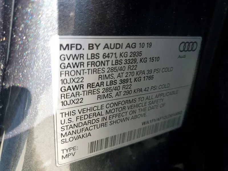 2020 AUDI Q8 PRESTIGE S-LINE  