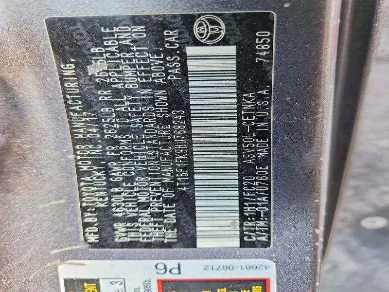 2017 TOYOTA CAMRY LE  
