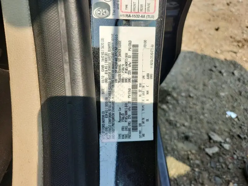 2012 FORD FIESTA SE  