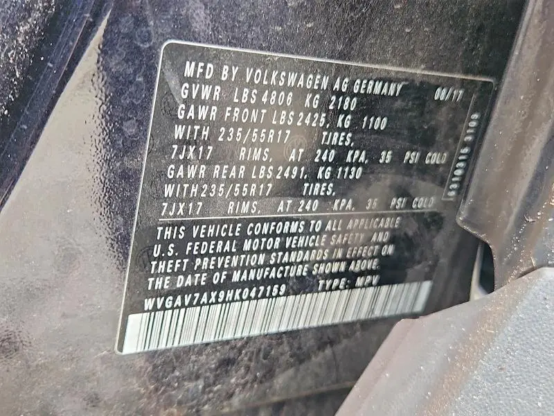 2017 VOLKSWAGEN TIGUAN S  