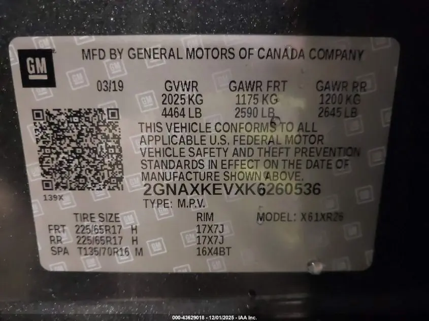 2019 CHEVROLET EQUINOX LT