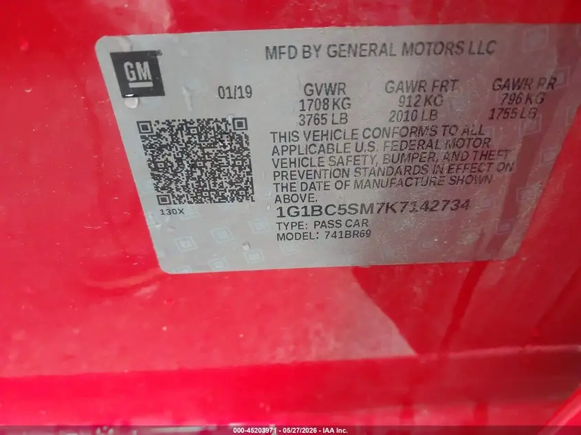 2019 CHEVROLET CRUZE LS