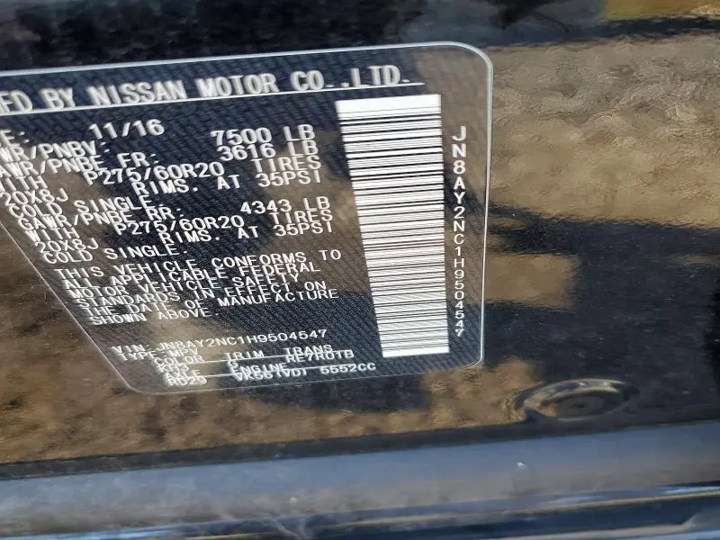 2017 NISSAN ARMADA PLATINUM  