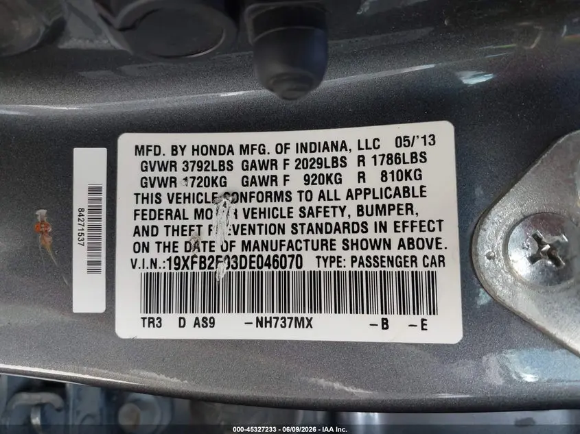 2013 HONDA CIVIC EX-L
